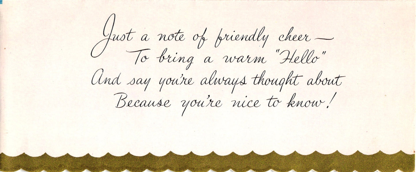 Greetings - For You - Glossy Slim Vintage Greeting Card - Gold Stamped + Embossed