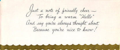 Greetings - For You - Glossy Slim Vintage Greeting Card - Gold Stamped + Embossed