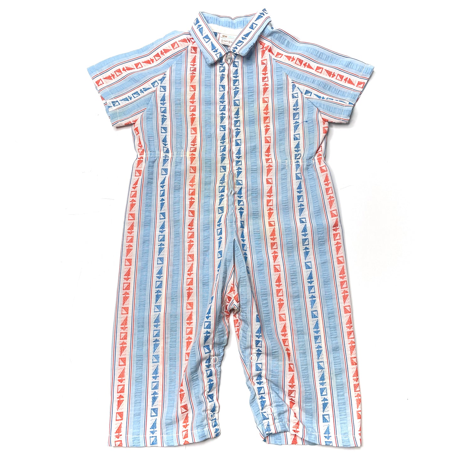 Sailboat Geometric Pattern Blue Jumpsuit *Damage* 18M