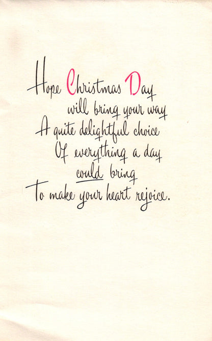 Christmas - Snowy Greeting - Vintage Greeting Card - Gold Stamped + Embossed