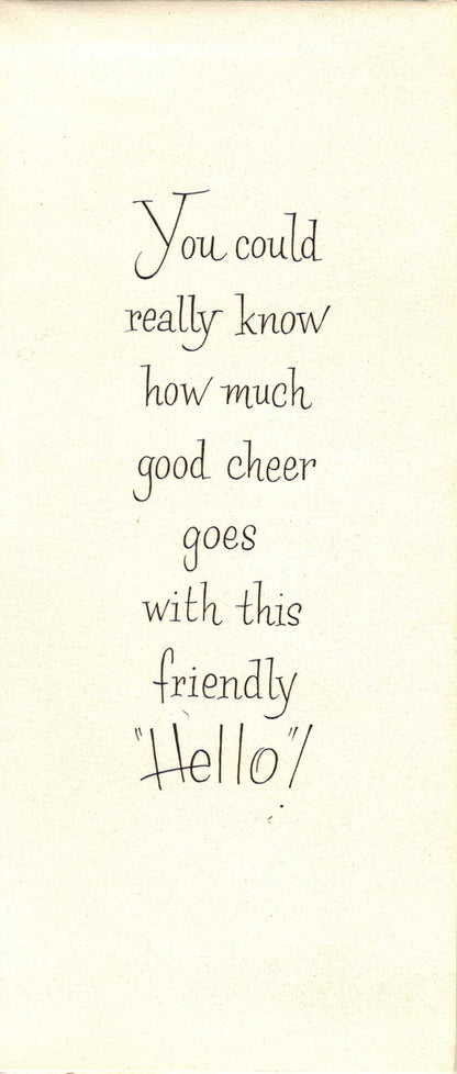 Greetings - Wishbone Dog - Slim Vintage Greeting Card - Gold Stamped + Embossed