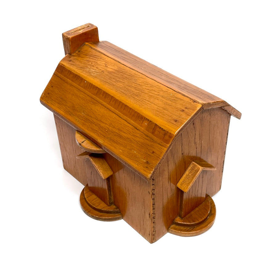 Vintage Handcrafted Wooden House Bank (Restoration)