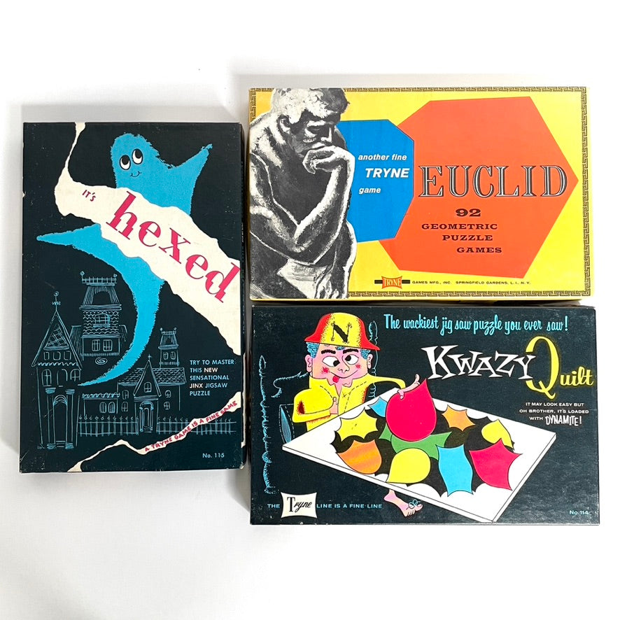 Tryne Brainteaser Puzzle Lot of 3 - Vintage 60s Geometric Puzzle Games