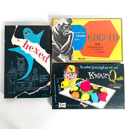 Tryne Brainteaser Puzzle Lot of 3 - Vintage 60s Geometric Puzzle Games