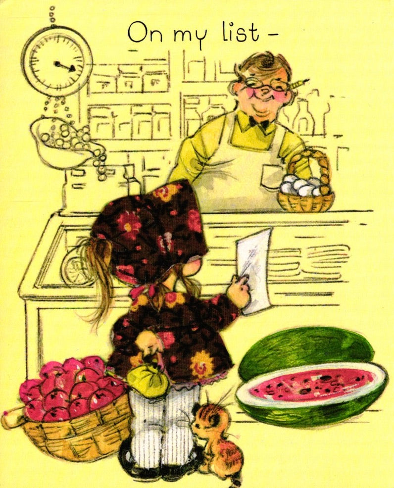 Birthday - Grocery List - Vintage Greeting Card