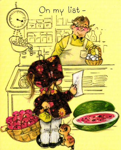 Birthday - Grocery List - Vintage Greeting Card