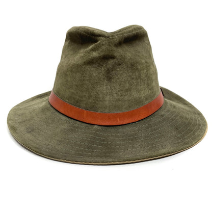 Leather Suede Trail Hiking Hat Outdoor Vintage American Eagle Mens M Army Green