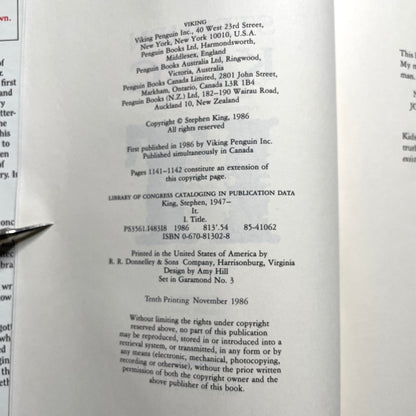 It Stephen King Hardcover Book *1st Edition, 10th Print* 1986 Viking