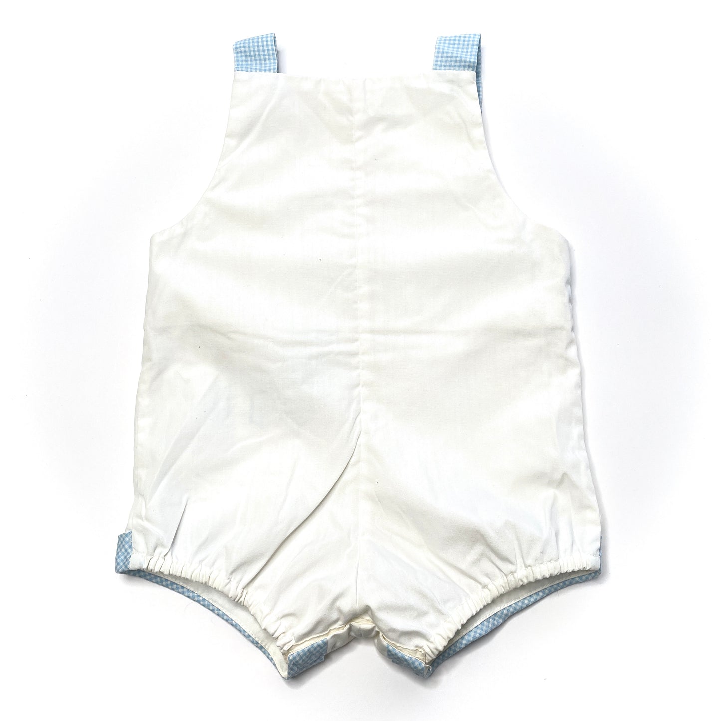 Giraffe 'hi' Appliqué White and Blue Overalls 18M