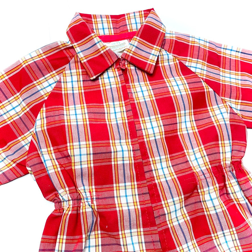 Bright Red Plaid Jumpsuit 18M