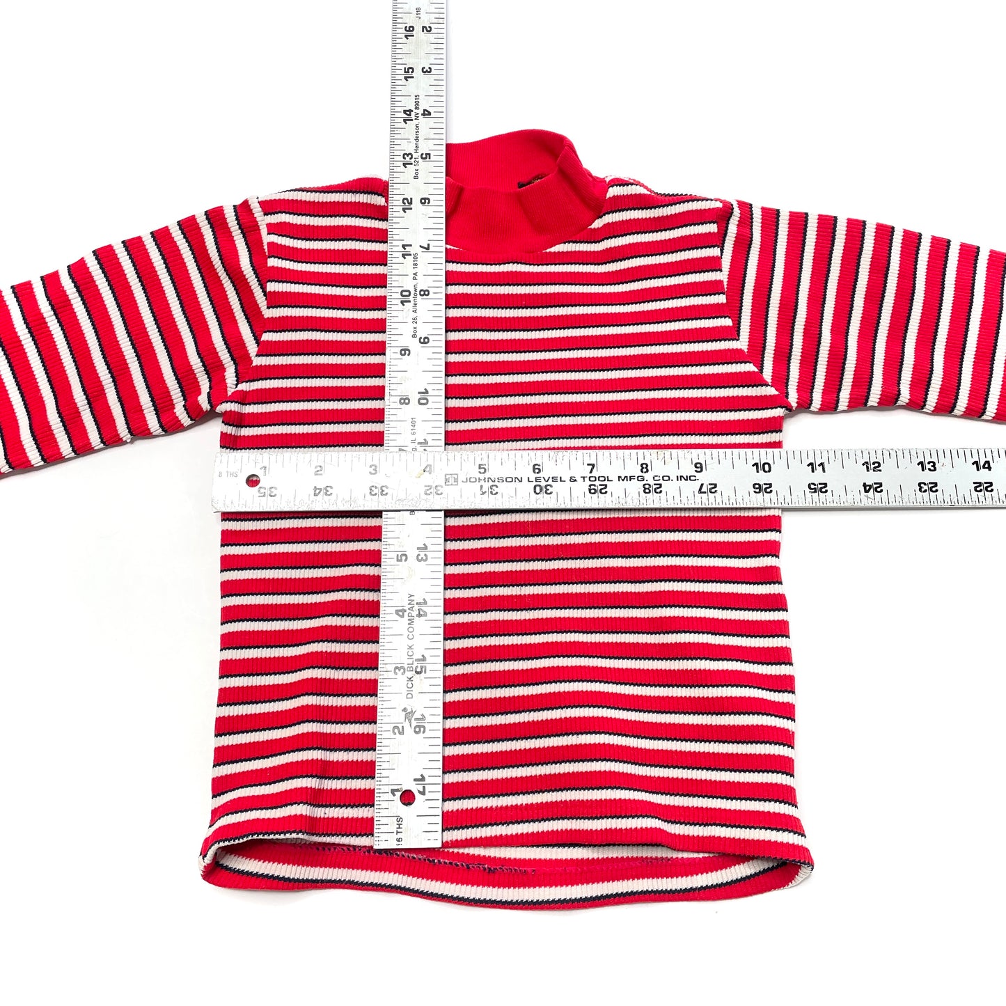 Red Striped Thermal Turtleneck Long Sleeve T-Shirt 2T
