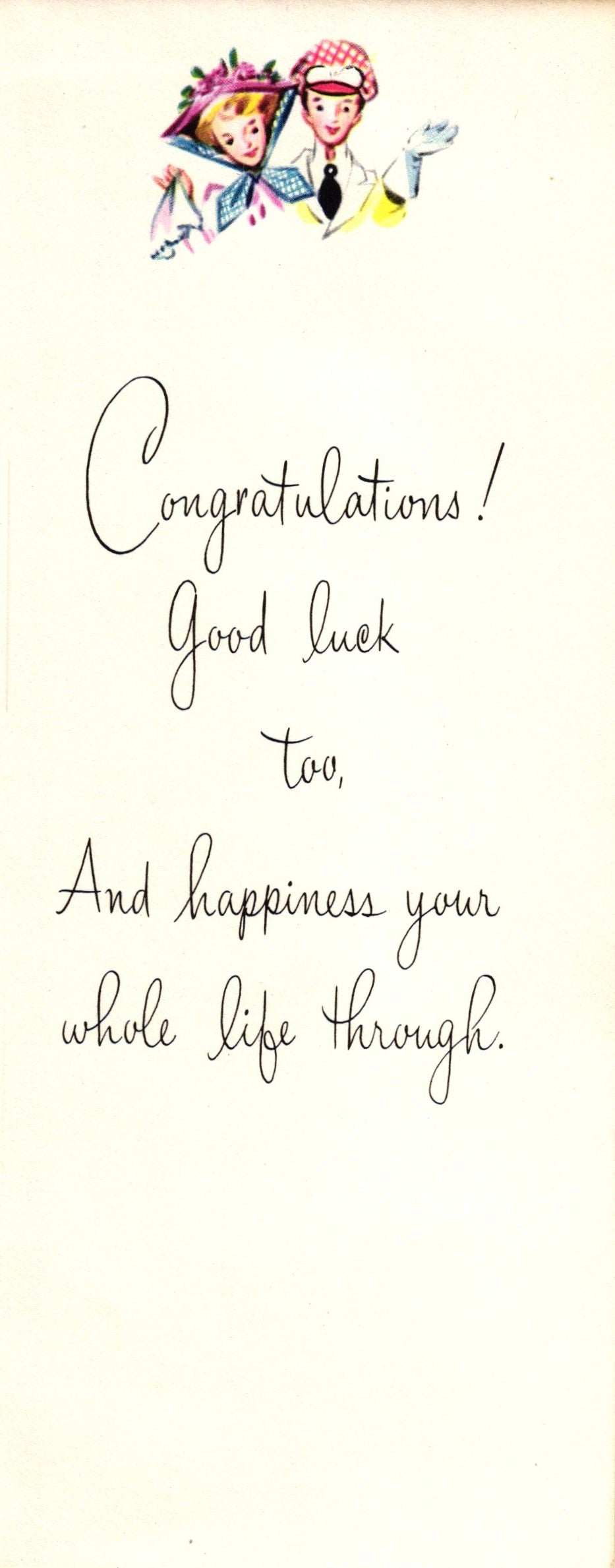 Congratulations - Victorian Wedding Getaway - Slim Vintage Greeting Card - Embossed