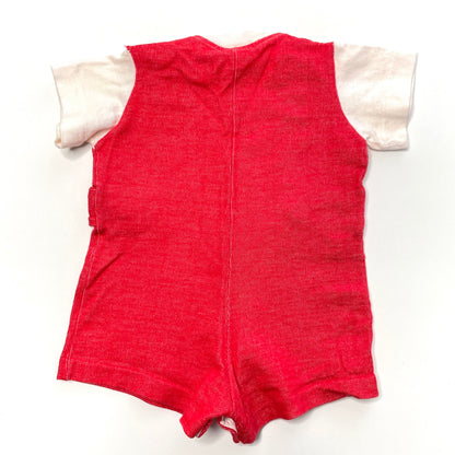 Red and White Button Romper *Damage* 3M