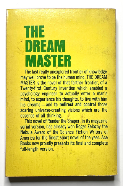 The Dream Master by Roger Zelazny (1966) - Vintage 60s Sci-Fi Paperback Book