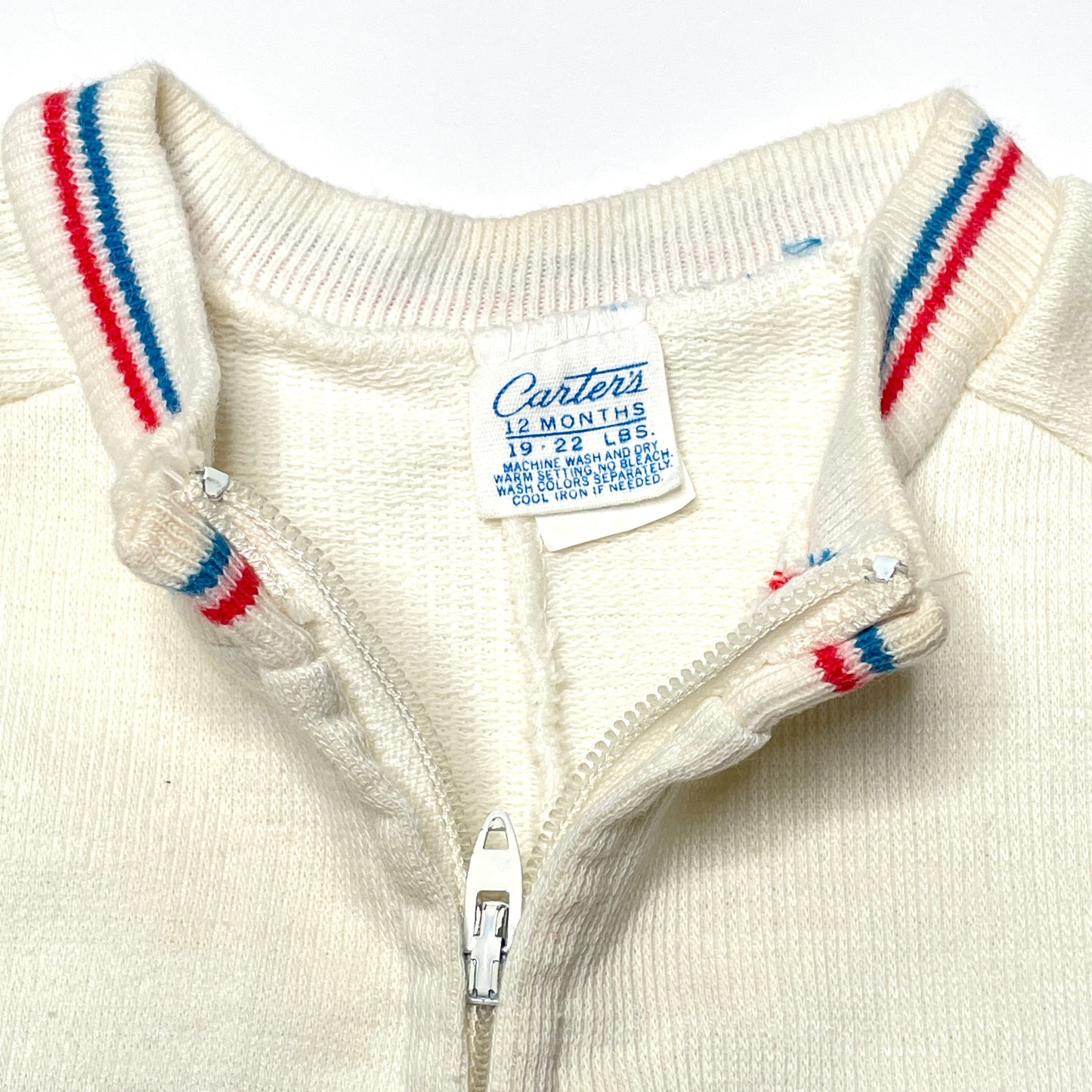 Tennis Embroidery White Knit Zipper Romper 12M