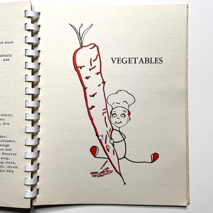 Kitchen Kapers Cookbook 1960 Southbury CT - 60s Vintage Spiral Bound Illustrated Recipe Book