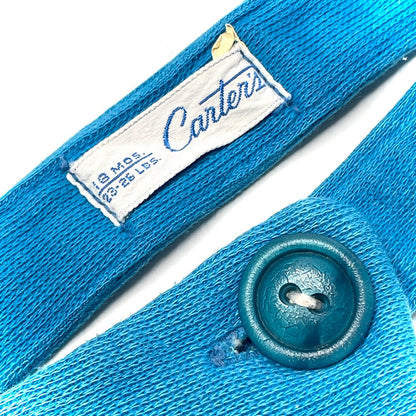 Turtle Embroidery Cerulean Blue Overalls 12-18M