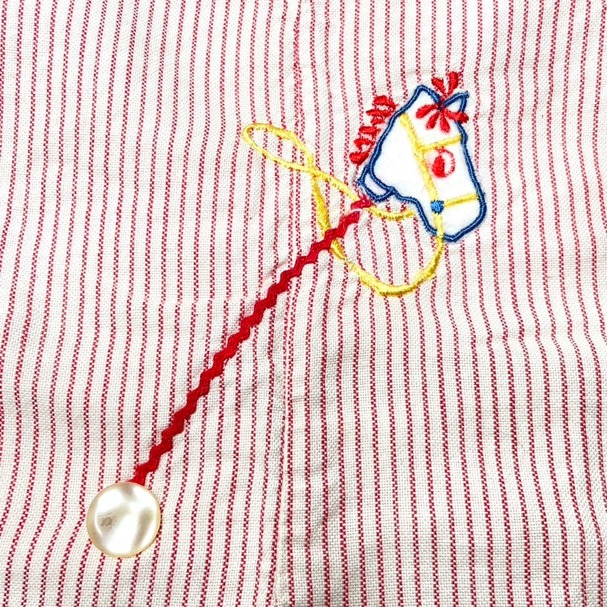 Horsey Appliqué Red Pinstripe Overalls 6-9M