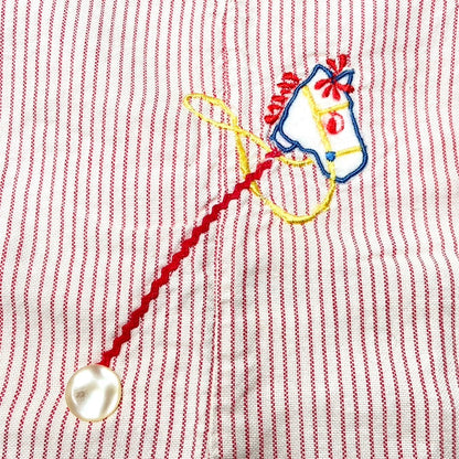Horsey Appliqué Red Pinstripe Overalls 6-9M