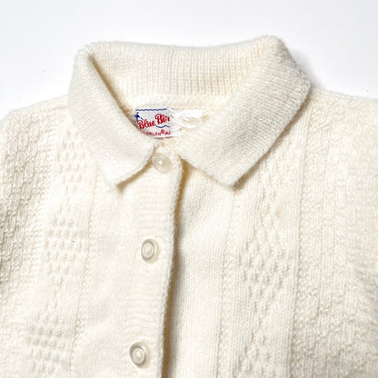 White Textured Knit Cardigan Sweater 3M