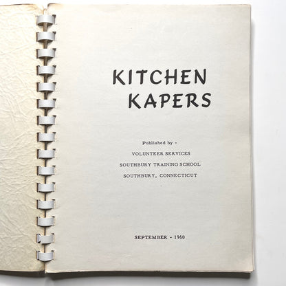 Kitchen Kapers Cookbook 1960 Southbury CT - 60s Vintage Spiral Bound Illustrated Recipe Book