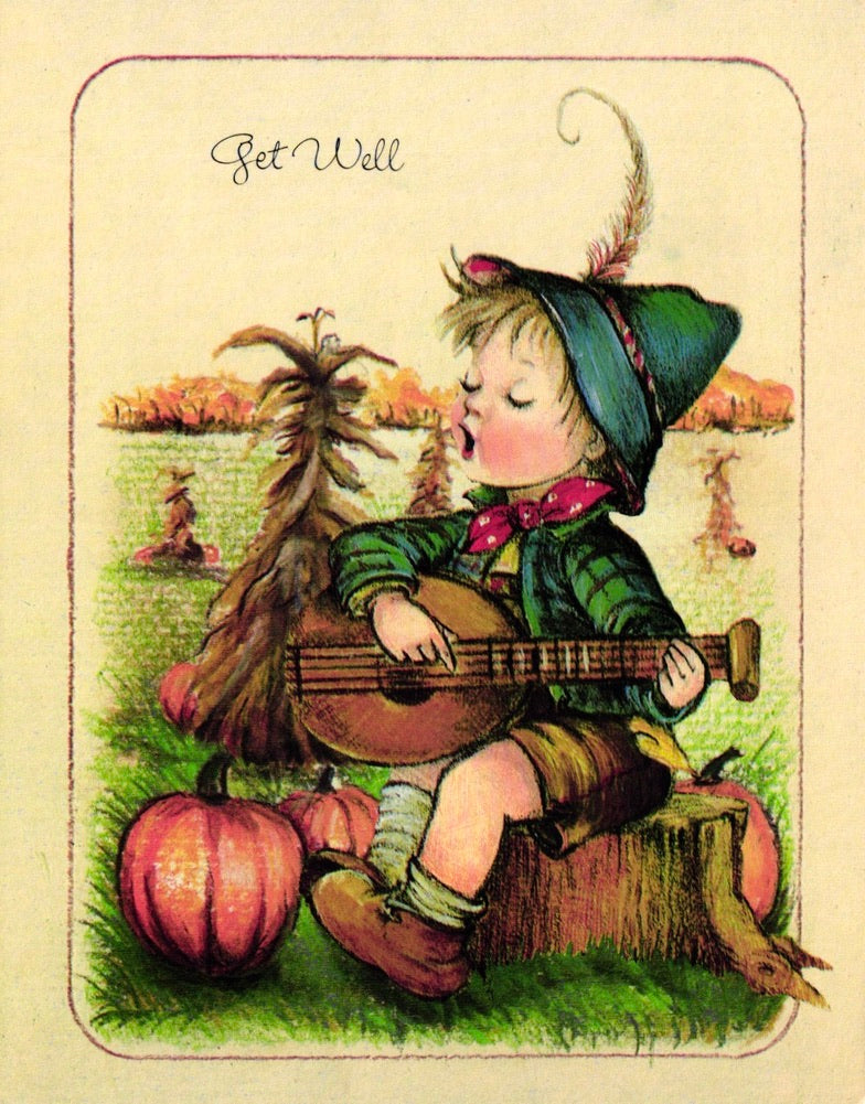 Get Well Soon - Mandolin in Autumn - Vintage Greeting Card - 1979 Little Helpers
