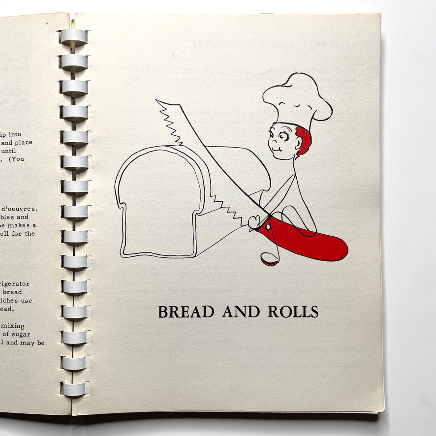 Kitchen Kapers Cookbook 1960 Southbury CT - 60s Vintage Spiral Bound Illustrated Recipe Book