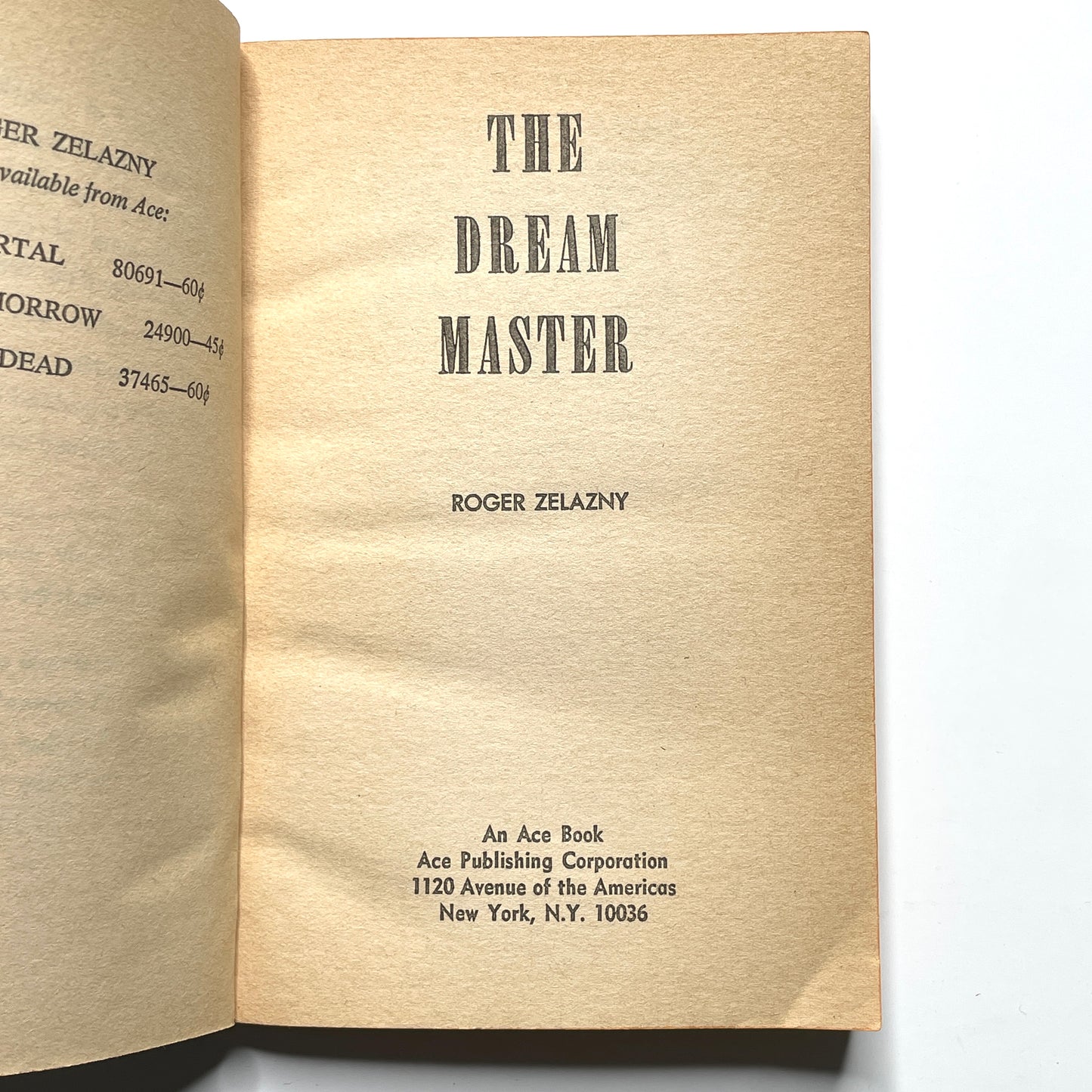 The Dream Master by Roger Zelazny (1966) - Vintage 60s Sci-Fi Paperback Book