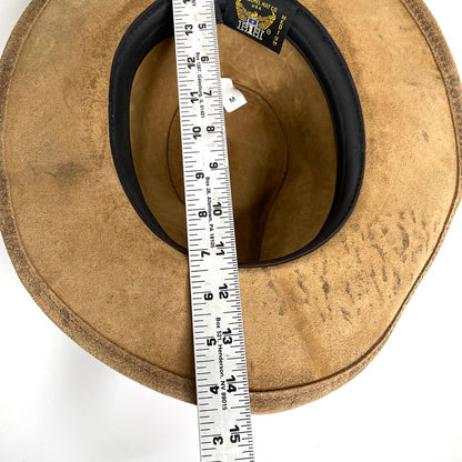Coyote Leather Henschel Hat Brown Outdoor Rugged Braided Band Mens M Vintage USA