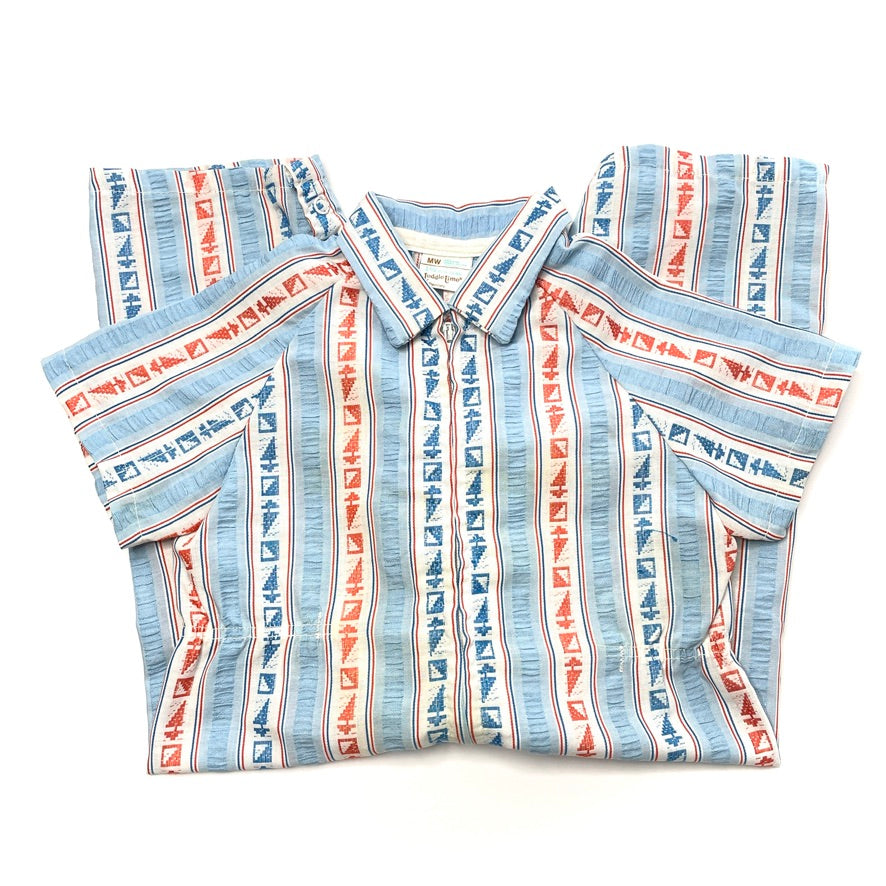 Sailboat Geometric Pattern Blue Jumpsuit *Damage* 18M