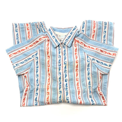 Sailboat Geometric Pattern Blue Jumpsuit *Damage* 18M