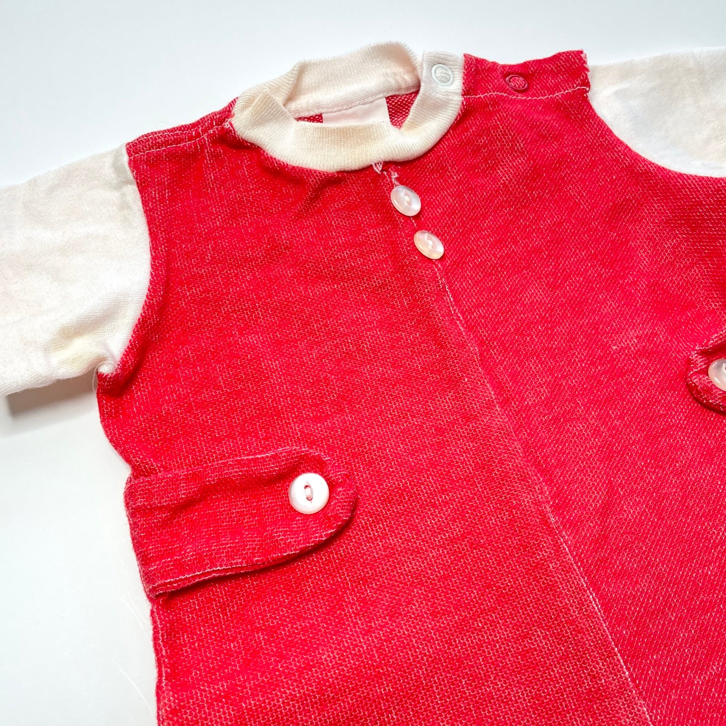 Red and White Button Romper *Damage* 3M