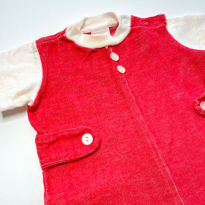 Red and White Button Romper *Damage* 3M