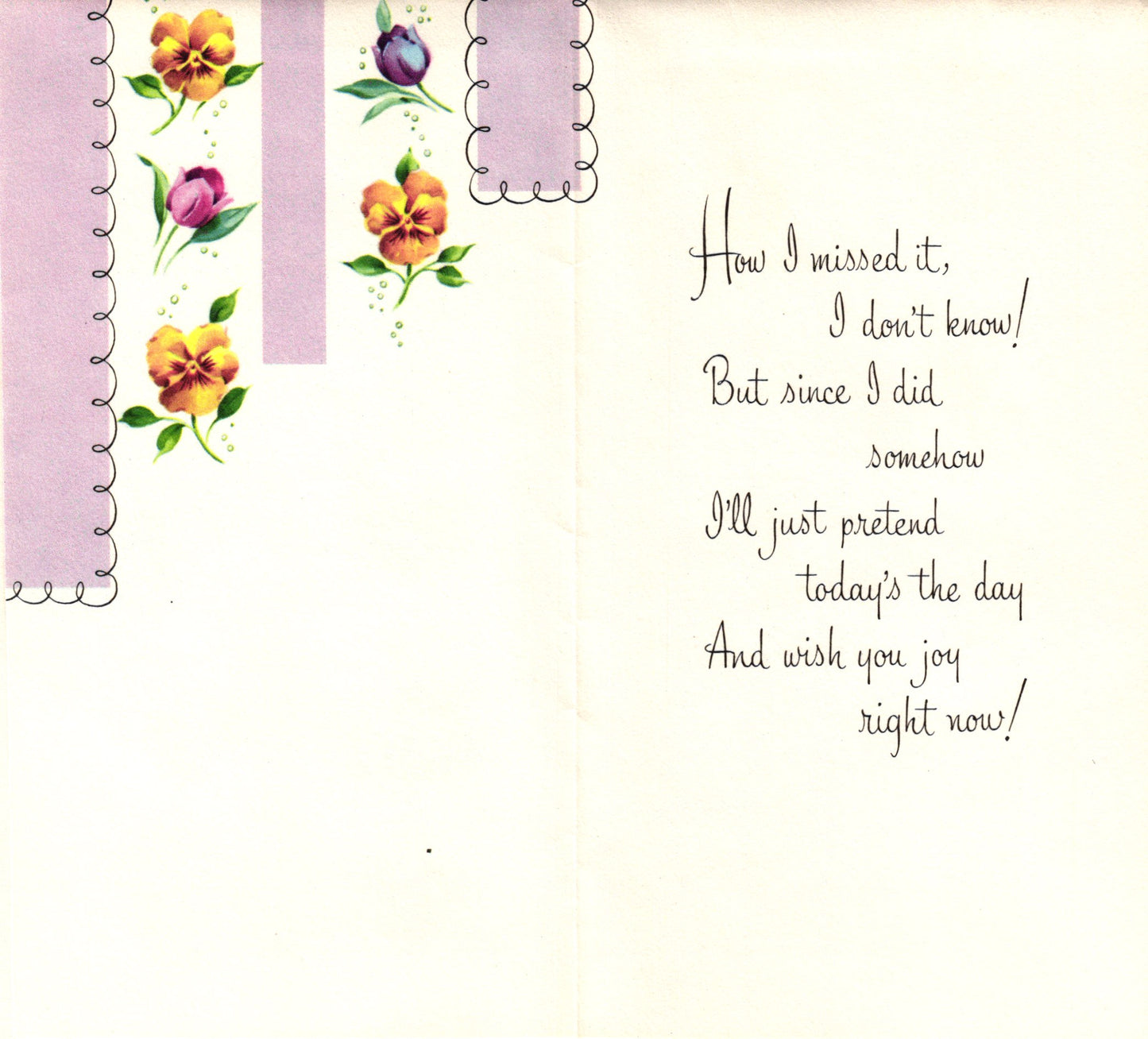 Belated Birthday - Honest Apology - Slim Vintage Greeting Card - Embossed