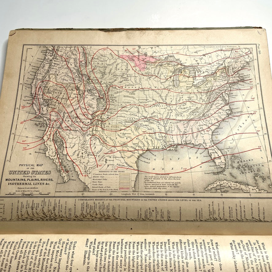 Warren's Physical Geography By D. M. Warren 1873 Cowperthwait & Co. - Antique Hardcover Illustrated Book