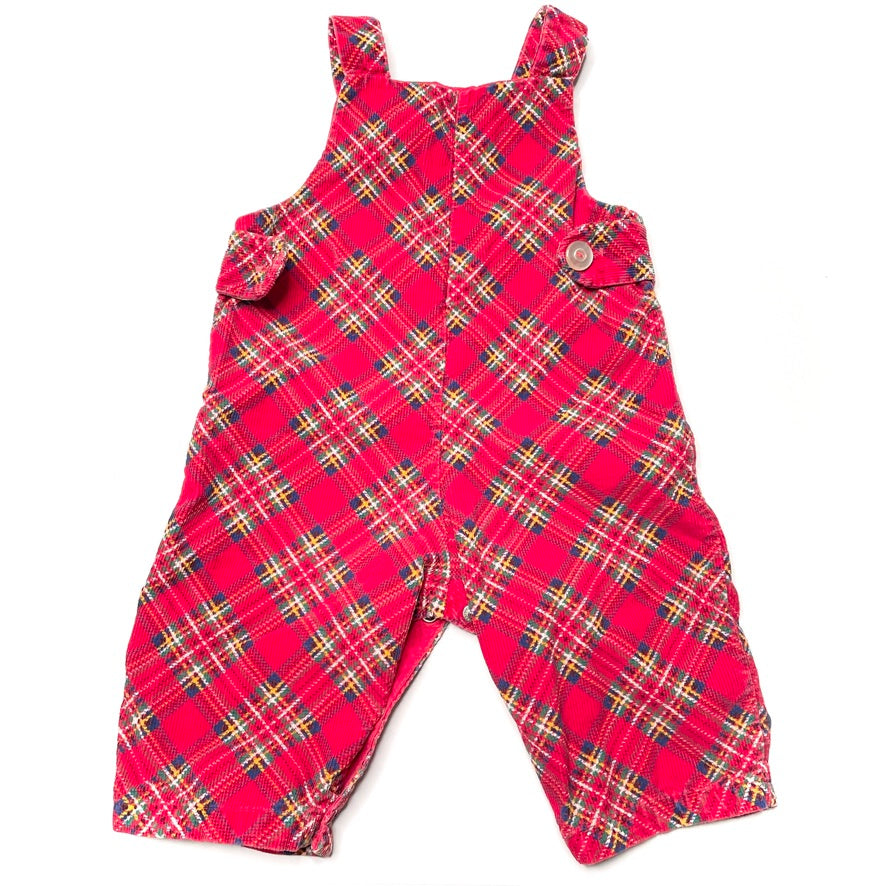 Multi-Color Plaid Red Corduroy Overalls *Damage* 18M