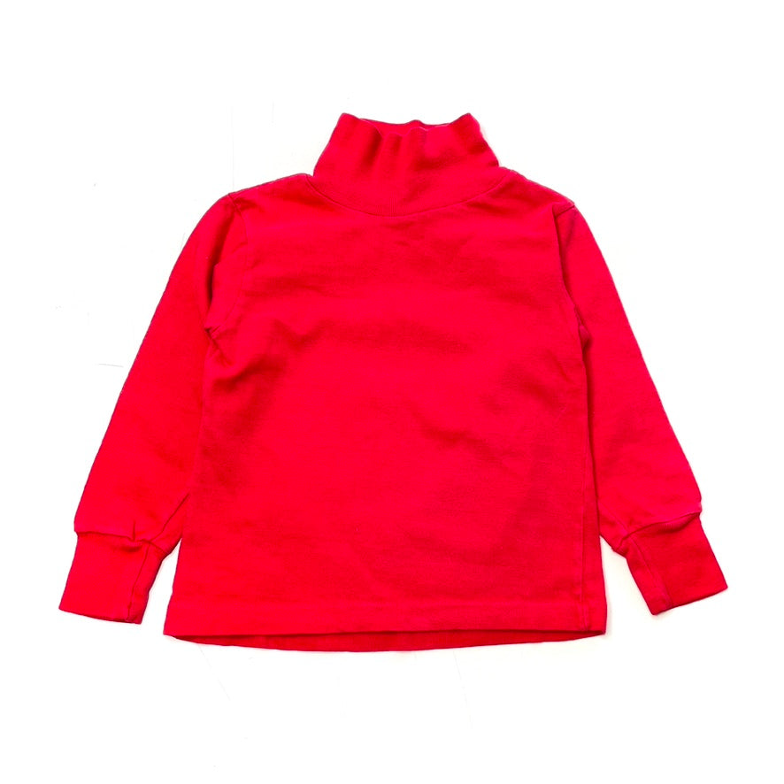 Red Cotton Turtleneck Long Sleeve T-Shirt 3T