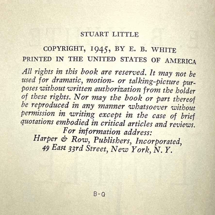 Stuart Little 1945 Illustrated Hardcover Book - Early Print