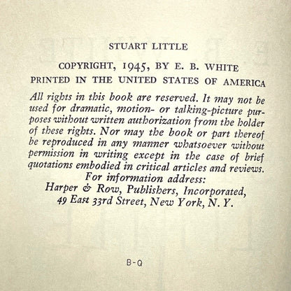 Stuart Little 1945 Illustrated Hardcover Book - Early Print