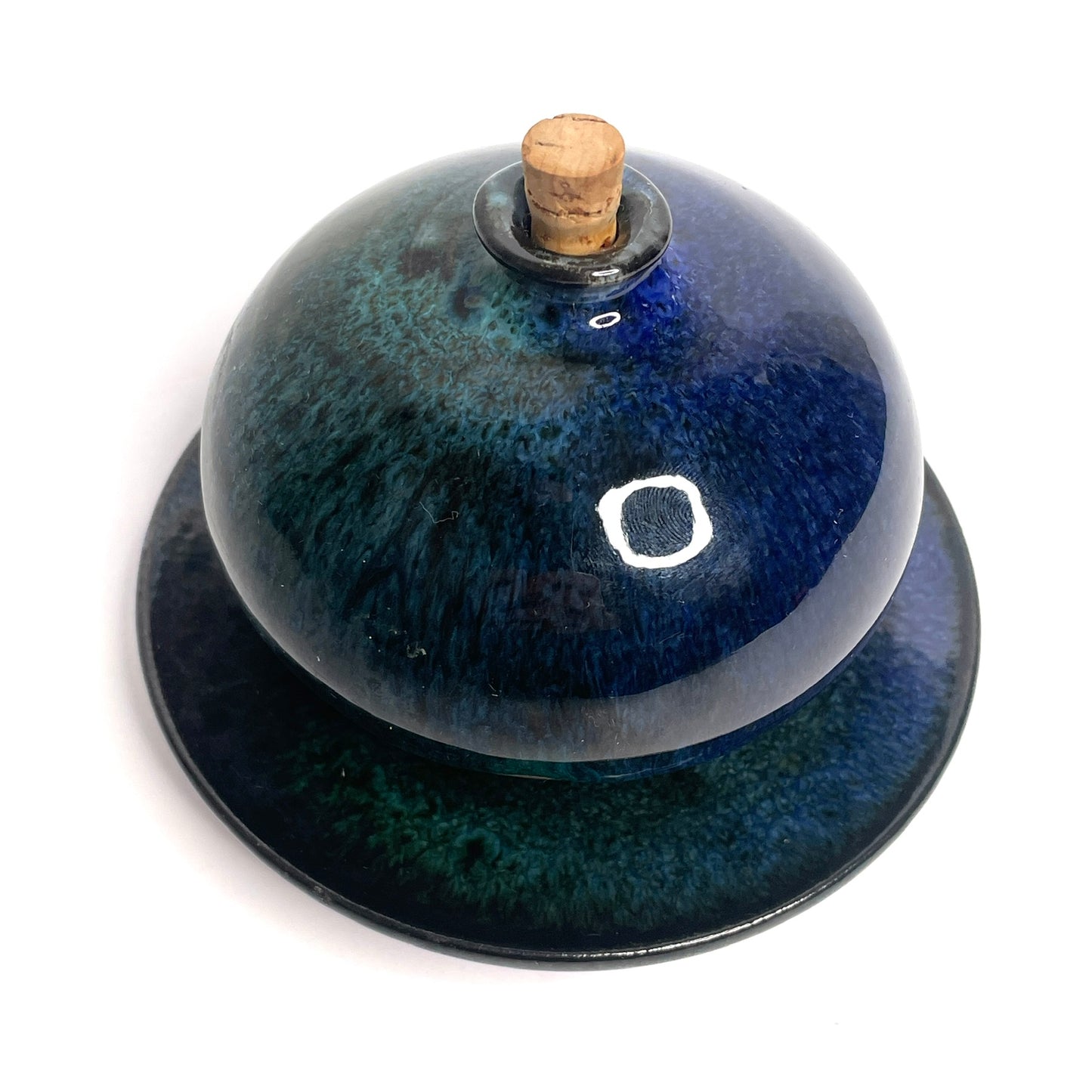 Deep Blue + Teal Glazed Art Pottery Ceramic Bottle (France)