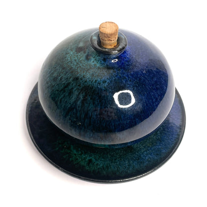 Deep Blue + Teal Glazed Art Pottery Ceramic Bottle (France)