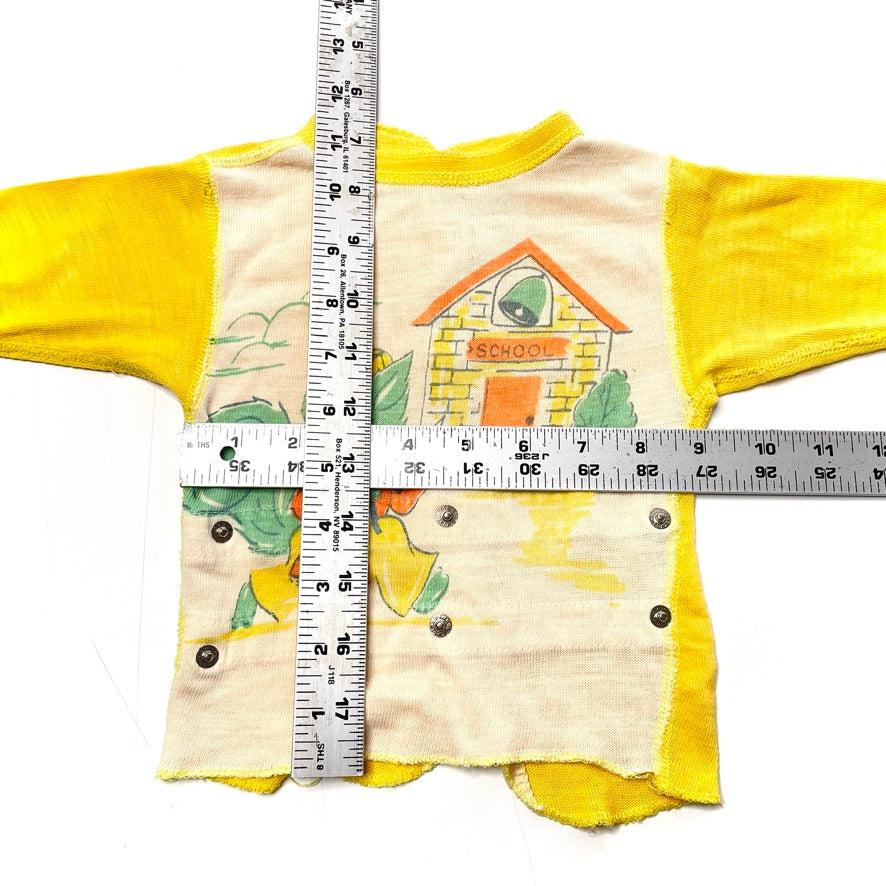 School Cat Graphic Print Footed Pajamas Set 2T