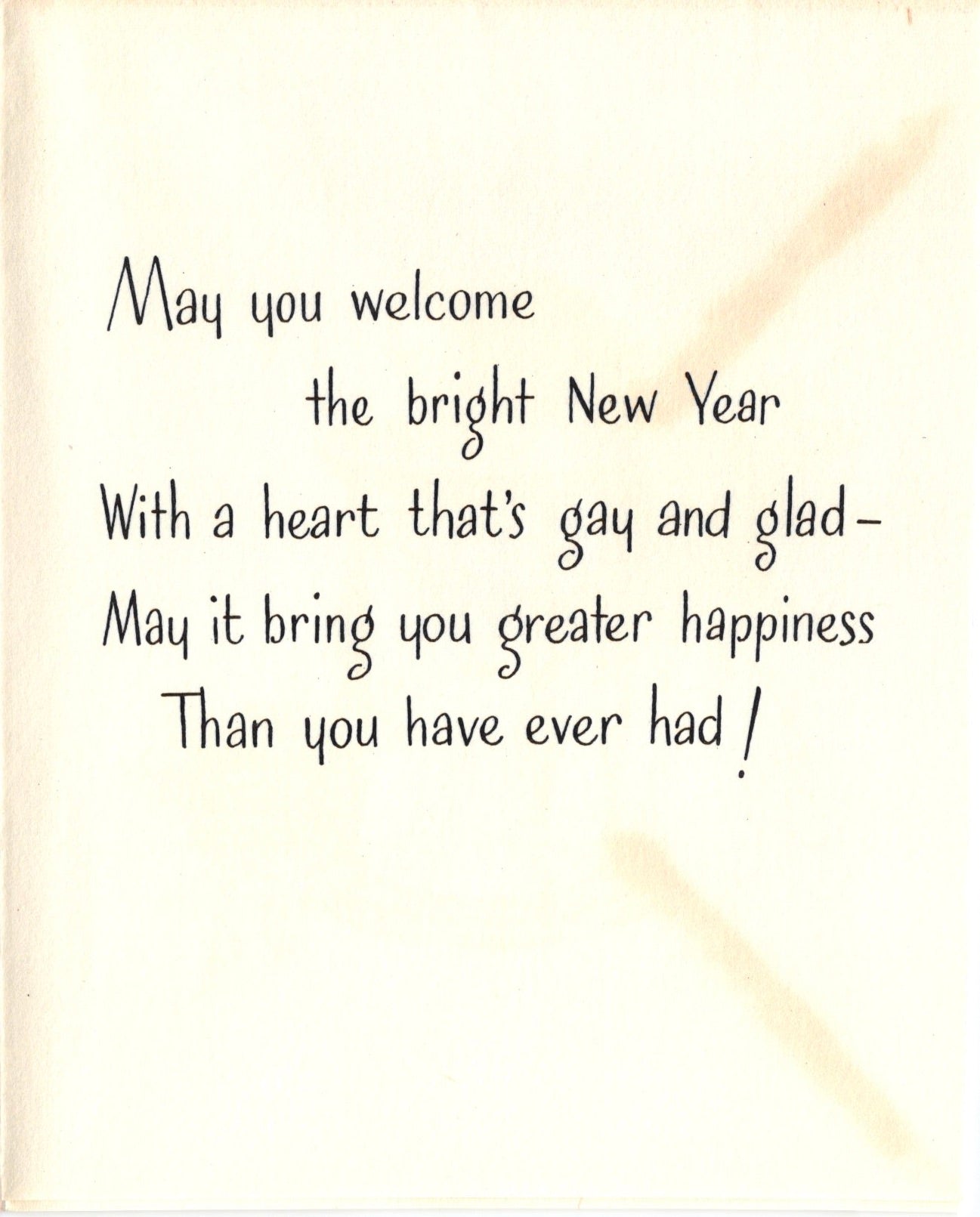 New Years - Gold Clock - Vintage Greeting Card