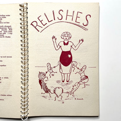 The Edward Little Band: Recipes in Rhythm Cookbook Auburn ME - 40s Vintage Illustrated Spiral Bound Recipe Book