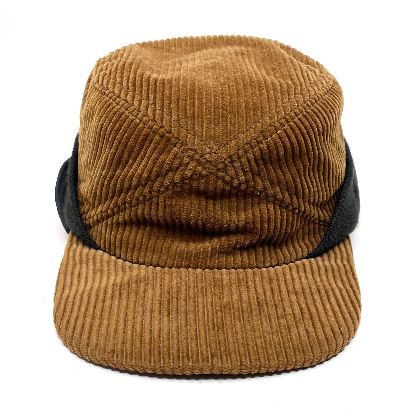 Corduroy Insulated Hunting Cap w/ Ear Flaps Vintage Winter Hat - Brown