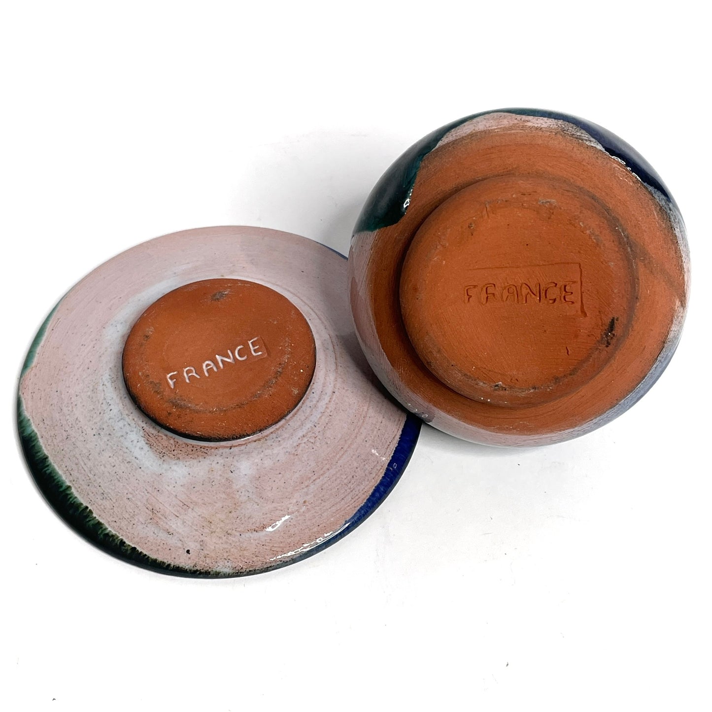 Deep Blue + Teal Glazed Art Pottery Ceramic Bottle (France)