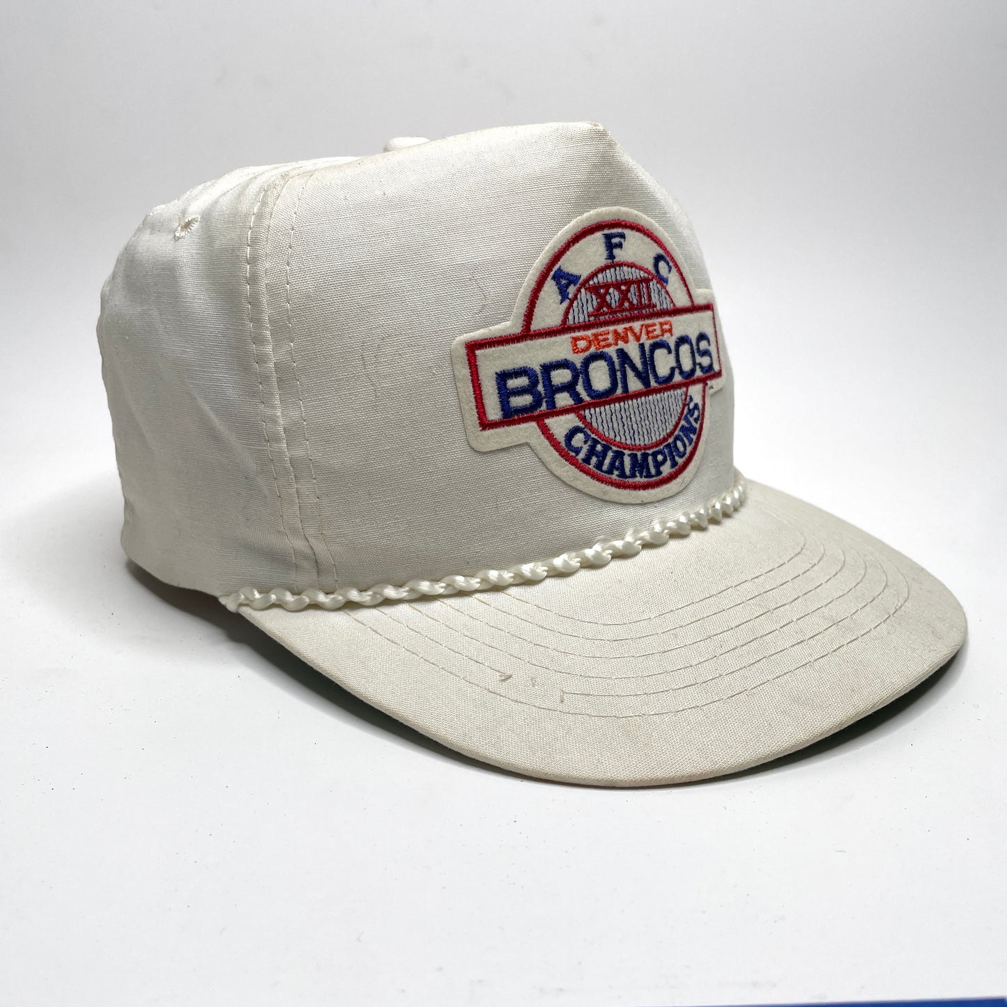 Denver Broncos AFC Champions 1987 Vintage Rope Snapback Hat - White