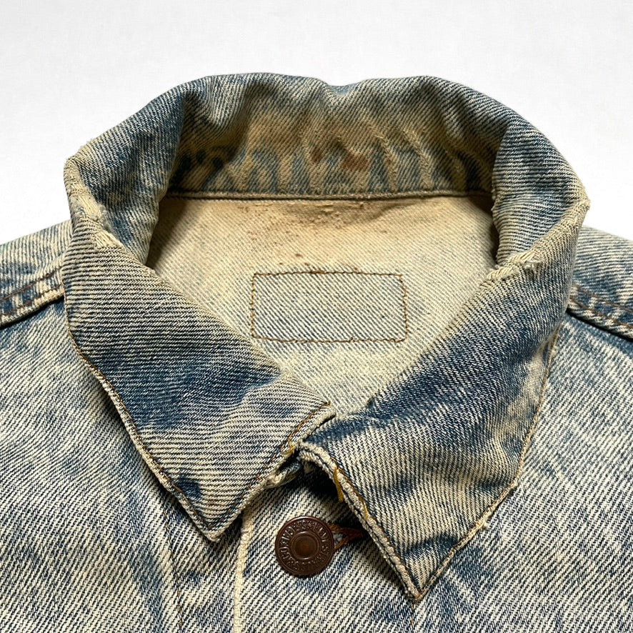 Levis Light Wash Vintage Denim Jacket Heavily Worn Distressed Acid Faded Mens L