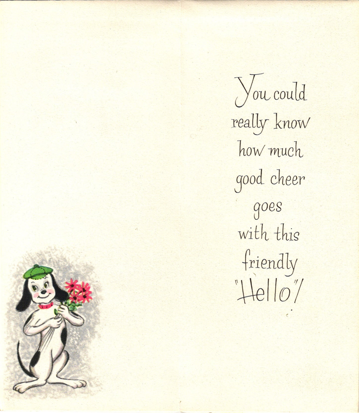 Greetings - Wishbone Dog - Slim Vintage Greeting Card - Gold Stamped + Embossed