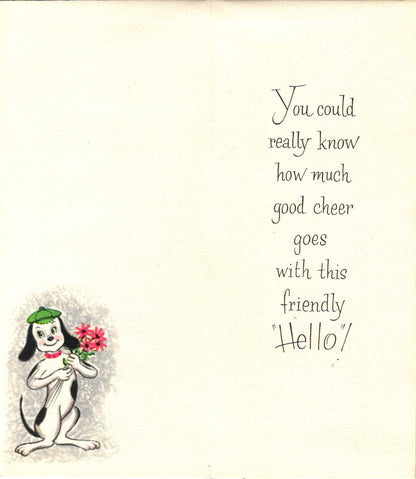 Greetings - Wishbone Dog - Slim Vintage Greeting Card - Gold Stamped + Embossed